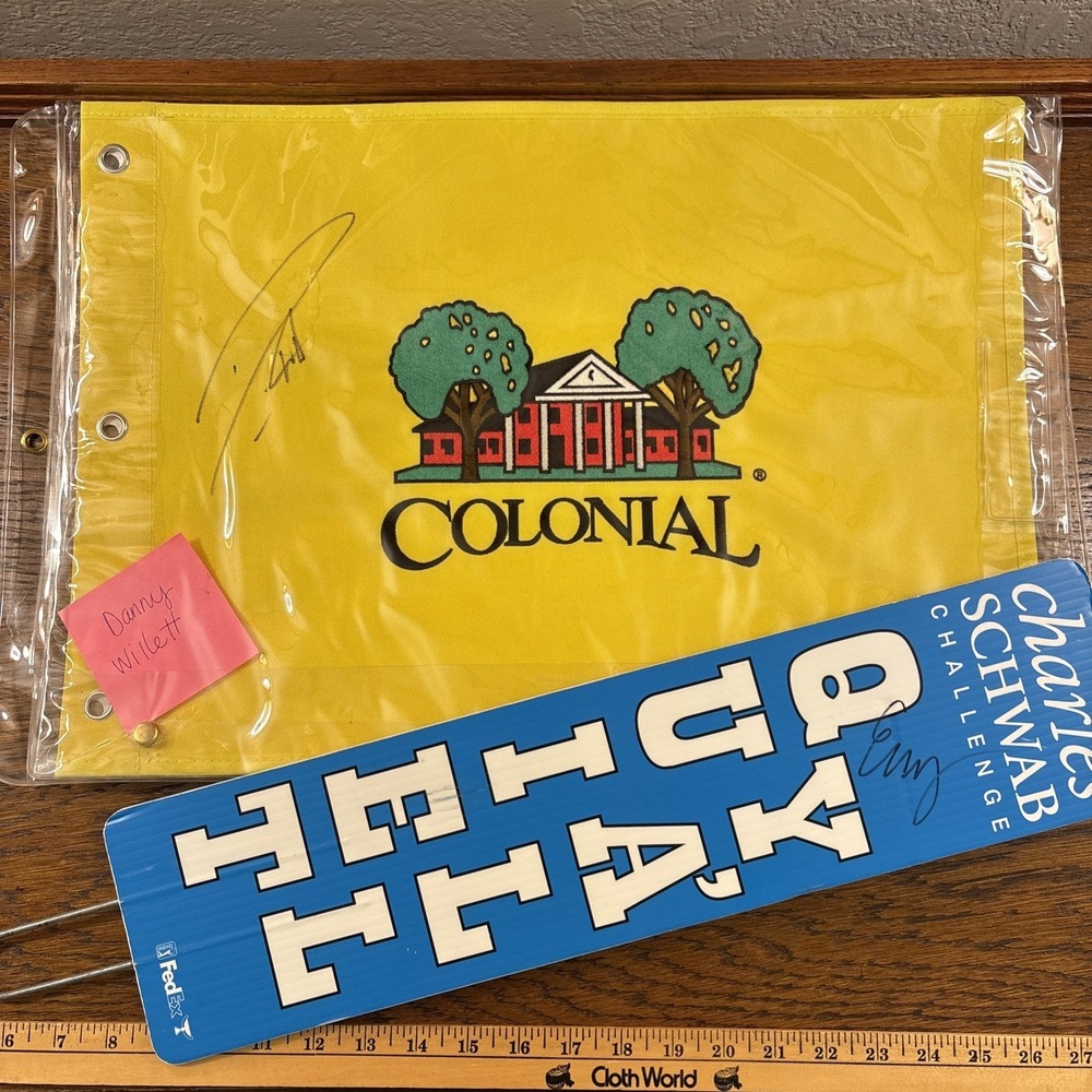 Colonial Country Club Golf Banner Paddle Danny Willett Emiliano Grillo Signed